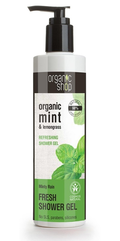 Gel de dus bio cu menta si lemongrass, Minty Rain, 280 ml - Organic Shop