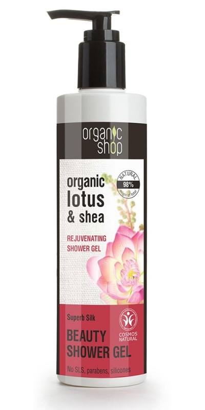 Gel de dus bio cu unt de shea si lotus, Superb Silk, 280 ml - Organic Shop