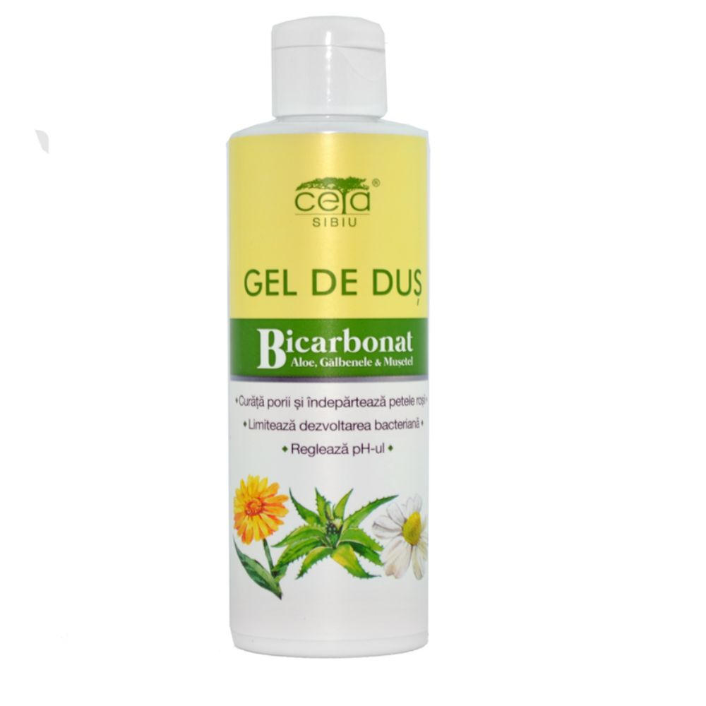 Gel de Dus cu Bicarbonat, Aloe, Galbenele, Musetel Flacon 200ml CETA SIBIU