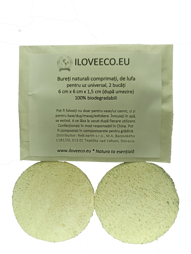 Burete rotund din lufa, set 2 bucati, 8 cm
