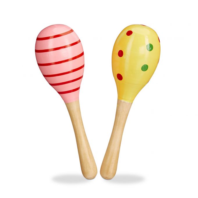 Set 2 Maracas 18 cm (Roz si Galben), pentru Fetite