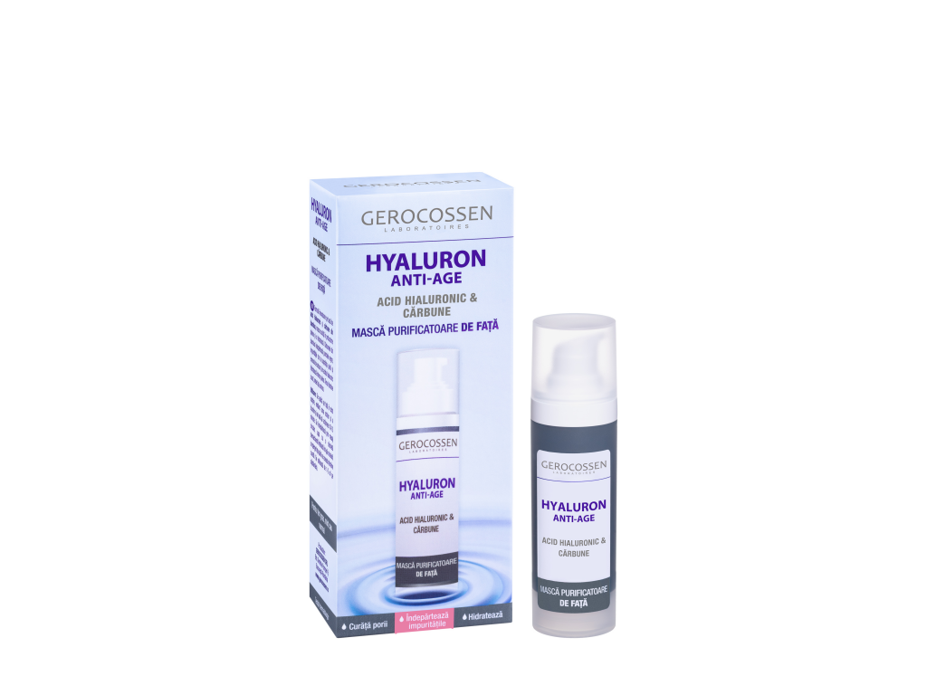 Masca purificatoare cu carbune pentru fata HYALURON ANTI-AGE, 30 ml, Gerocossen