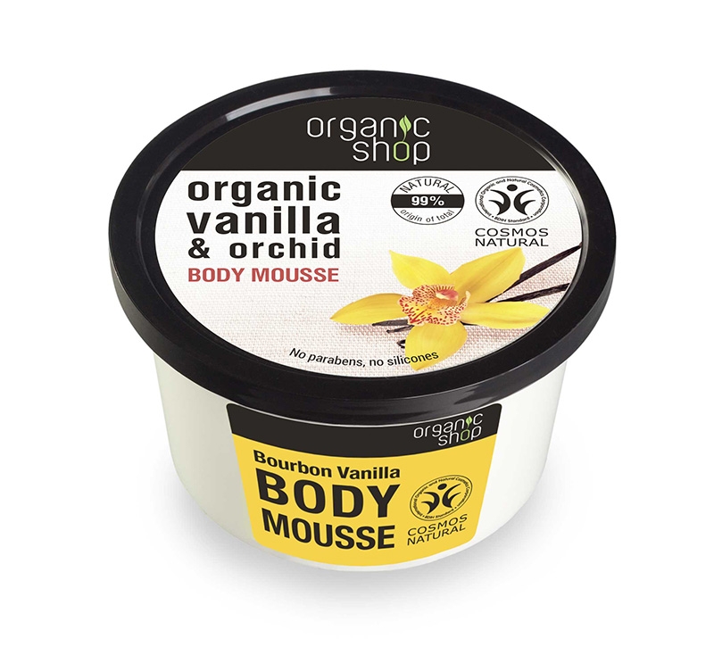 Mousse delicios pentru corp Vanilla & Orchid, 250ml - Organic Shop