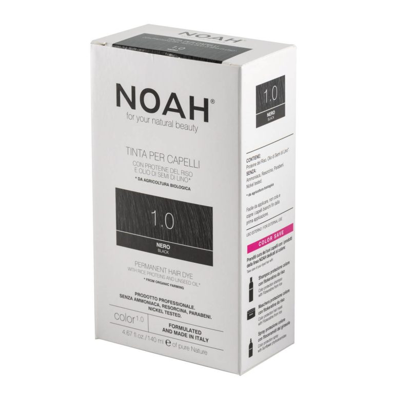 Vopsea de par naturala fara amoniac, Negru, 1.0, Noah, 140 ml