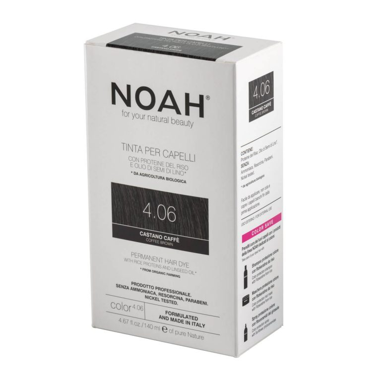 Vopsea de par naturala fara amoniac, Saten cafeniu,4.06, Noah, 140 ml