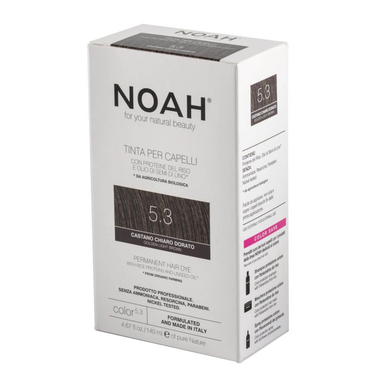 Vopsea de par naturala fara amoniac, Saten auriu deschis, 5.3, Noah, 140 ml