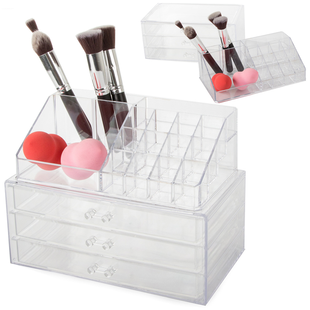 Organizator pentru Cosmetice, Acril Transparent, 23.5 x 13.5 x 18 cm