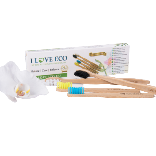 Set „Family Pack (medium)” (4 bucati) - periute de dinti ecologice, din bambus, pentru intreaga familie