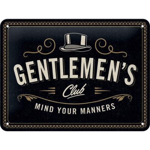 Placă Metalică Decorativă, "Gentlemen's Club", 15 x 20 cm