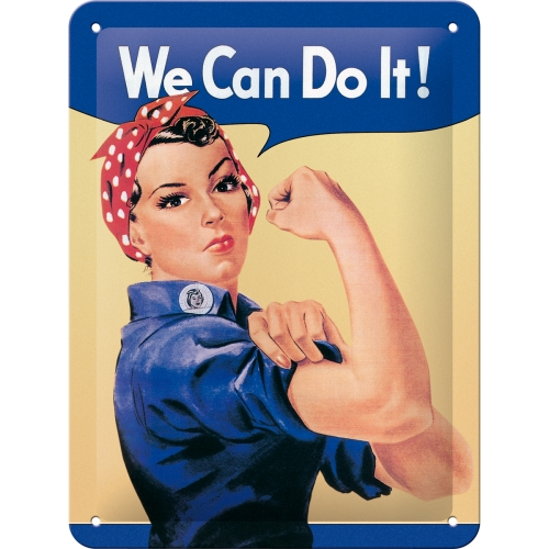 Placă Metalică Decorativă, "We Can Do It!", 15 x 20 cm
