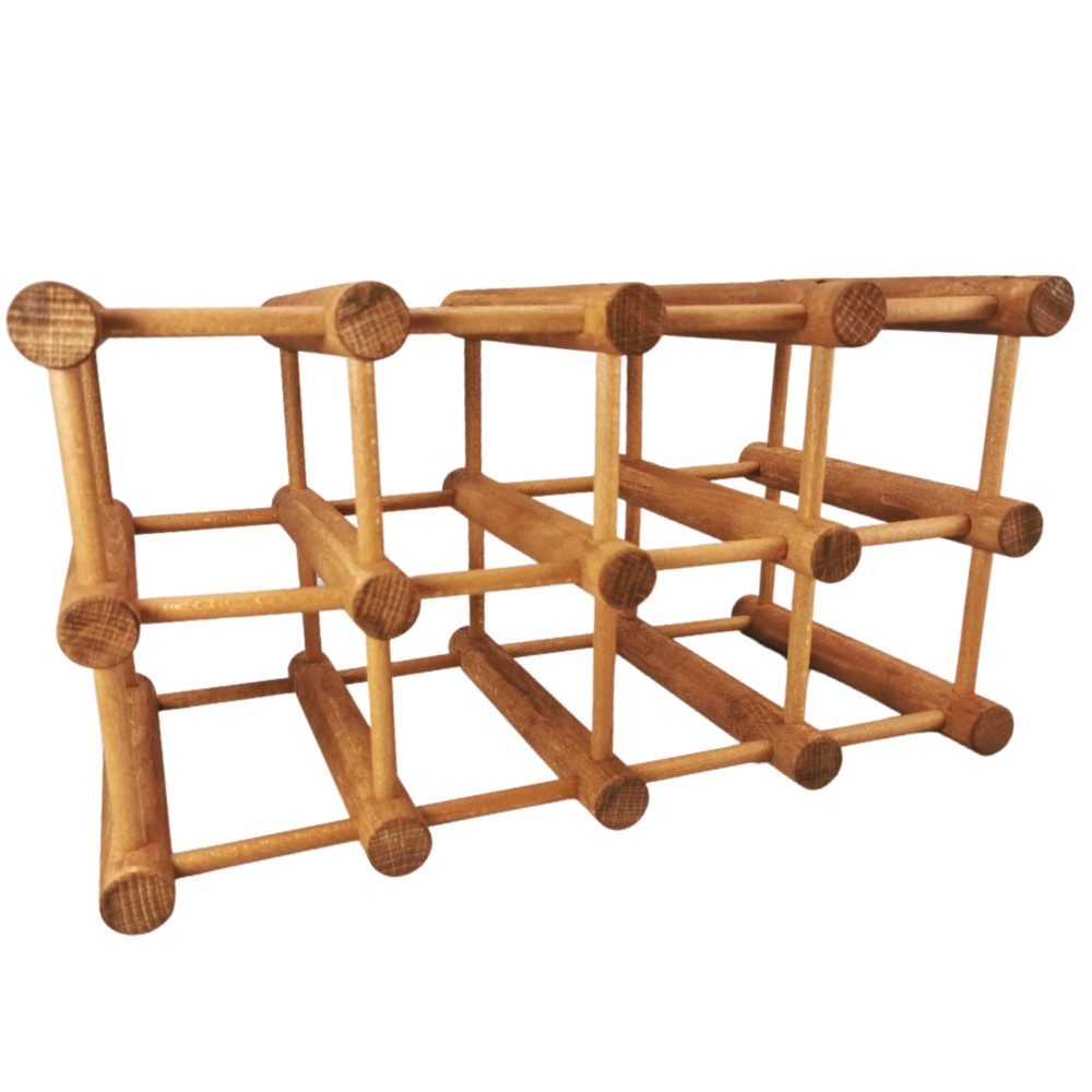 Rastel pentru 12 Sticle de Vin, Lemn de Fag, 44 x 23 cm