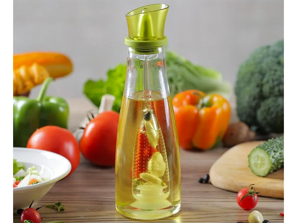 Recipient din Sticlă cu Dozator și Compartiment pentru Condimente – 500 ml