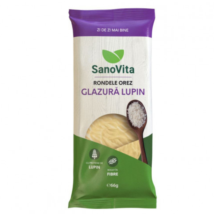 Rondele din orez cu glazura din lupin, 66 g SANOVITA