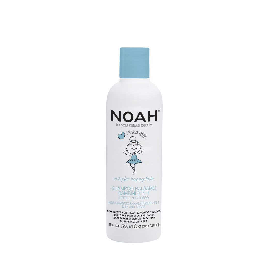 Sampon & balsam 2 in 1 cu lapte & zahar pentru copii, Noah, 250 ml