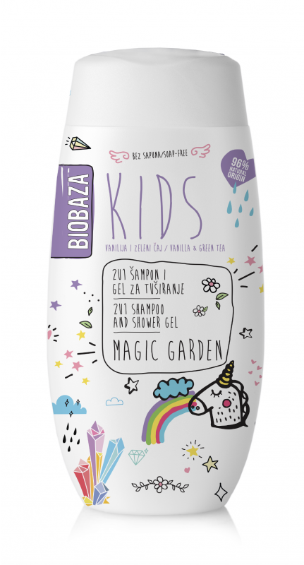 Sampon & gel de dus natural pentru copii Magic Garden, 250 ml - BIOBAZA