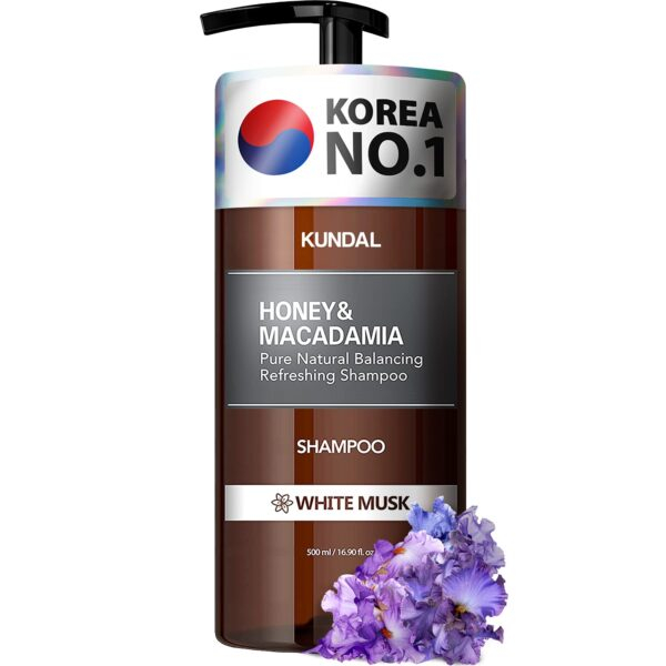 Sampon hipoalergenic natural si extra-hidratant, cu miere si macadamia, White Musk, Kundal, 500 ml