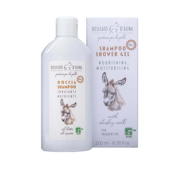 Sampon si gel de dus hidratant si volumizant cu lapte de magarita, BIO, La Dispensa, 200 ml