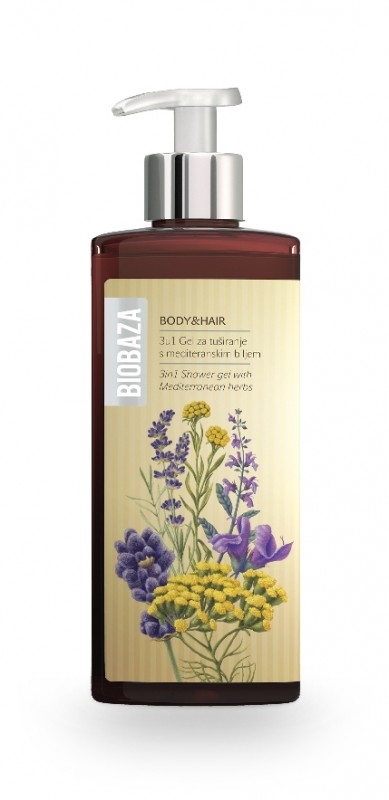 Sampon si gel de dus natural cu ierburi Mediteraneene, 400 ml - BIOBAZA