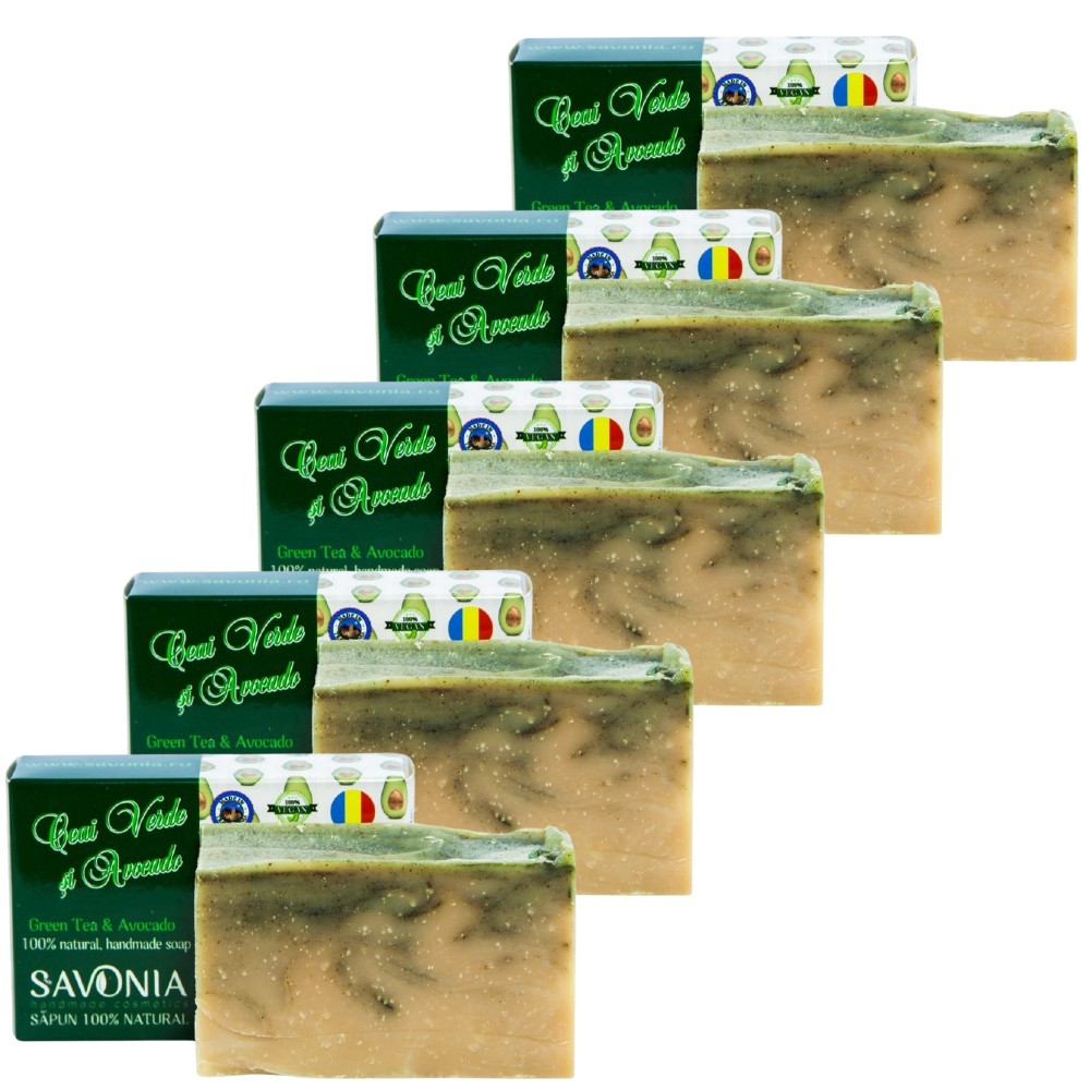 Set 5 buc - Sapun Natural Ceai Verde si Avocado, Savonia