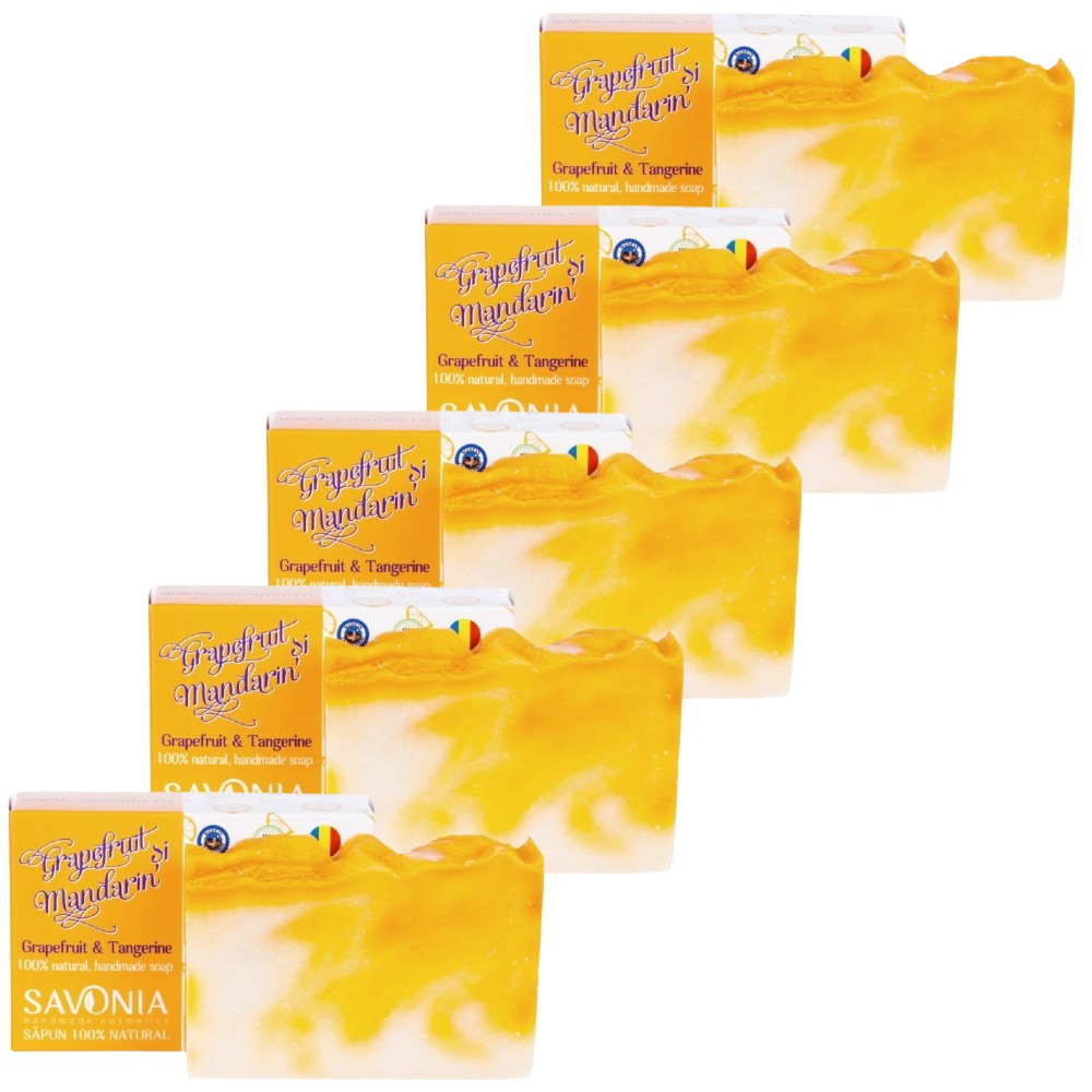 Set 5 buc - Sapun Natural Grapefruit si Mandarin, Savonia
