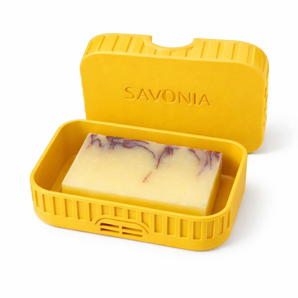 Sapuniera Savonia pentru Voiaj Realizata la Imprimanta 3D – Escapada, Galben Mat, 11.5 × 8 × 4 cm