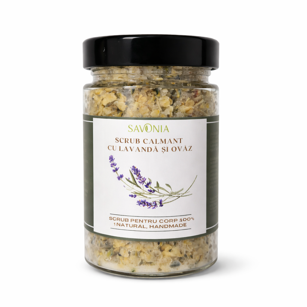 Scrub 100% Natural Calmant cu Lavanda si Ovaz, Savonia, 250 gr