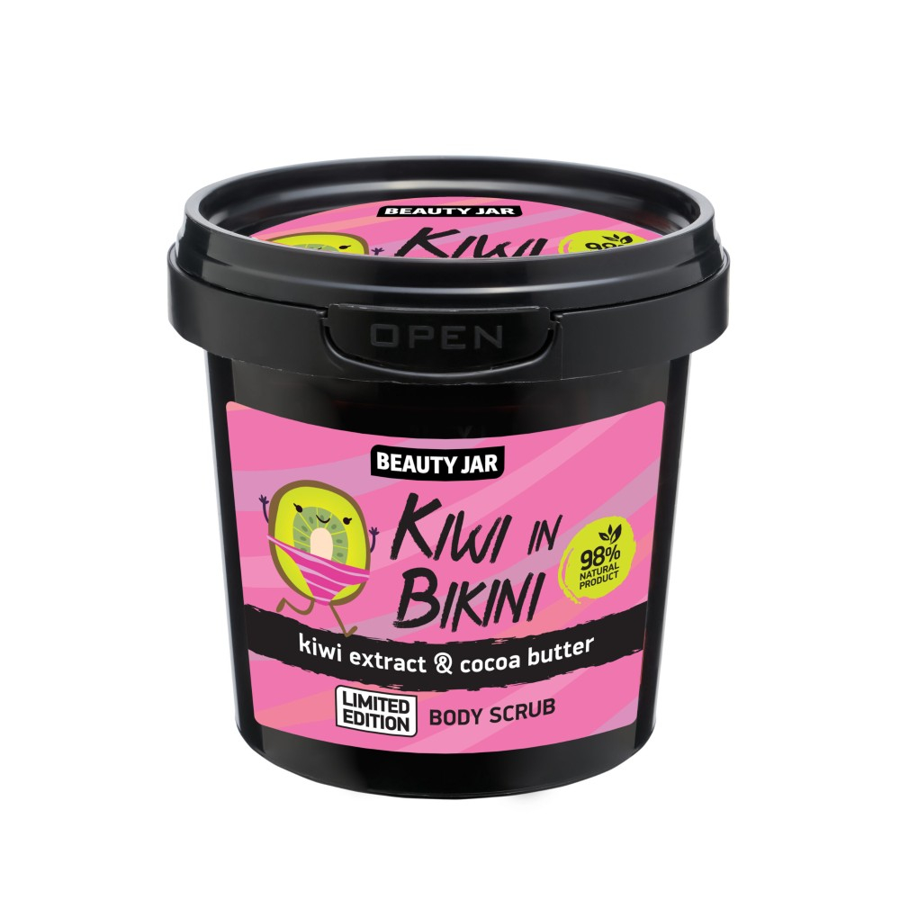 Scrub corporal cu kiwi si unt de cacao, Kiwi in Bikini, Beauty Jar, 200 g