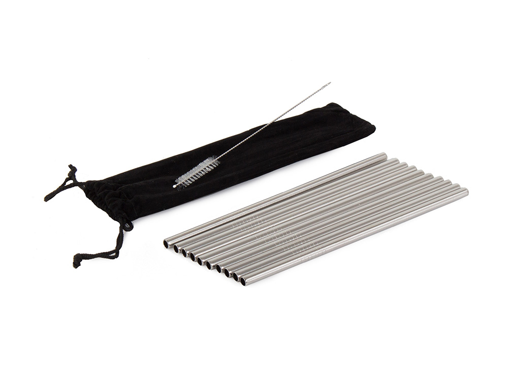 Set 10 Paie Metalice Reutilizabile, Perie Curatare si Husa