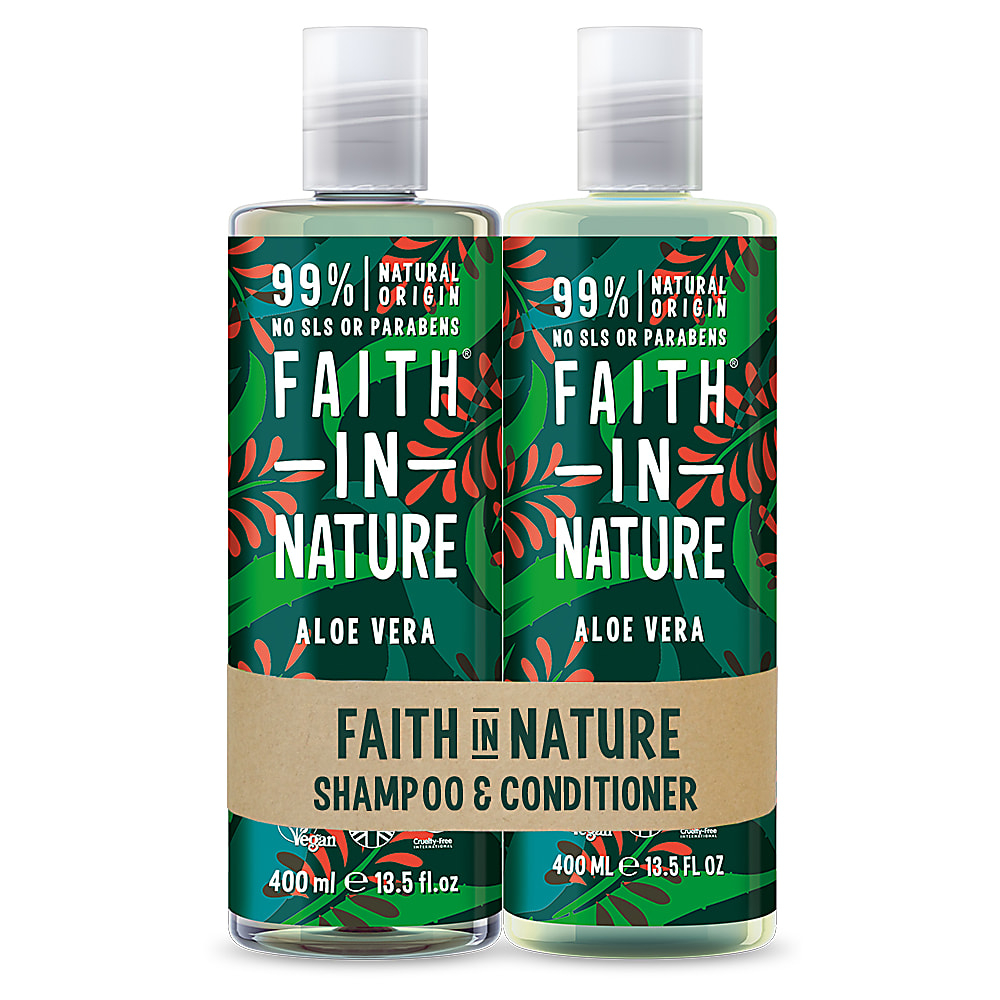 Set Sampon & Balsam cu Aloe Vera, Faith in Nature, 2 x 400 ml