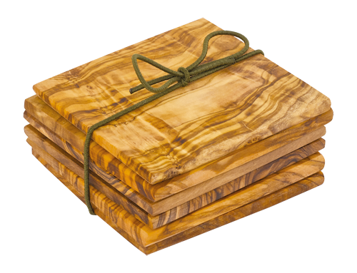 Set 6 Suport Pahare Lemn de Maslin, 9 x 9 cm