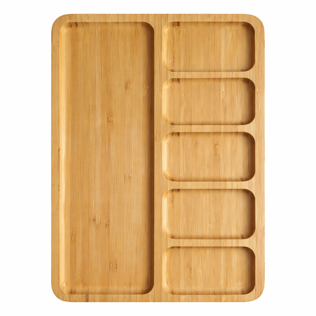 Tava din bambus dreptunghiulara, compartimente, 32 x 23 cm