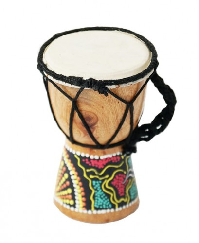 Toba Bali, din Lemn, Maro Deschis, 12 cm, Pictata Manual, Djembe