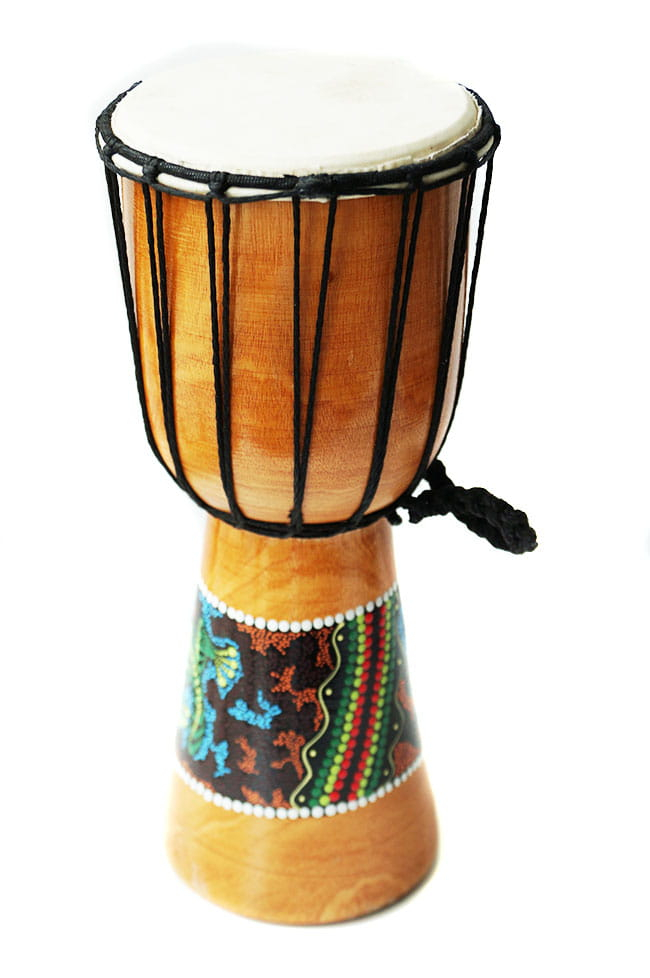 Toba Bali, din Lemn, Maro Deschis, 40 cm, Pictata Manual, Djembe