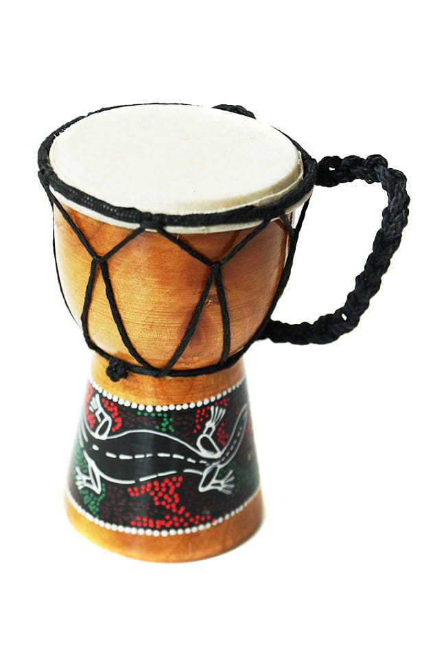 Toba Bali Junior, din Lemn, Maro Deschis, 15 cm, Pictata Manual, Djembe