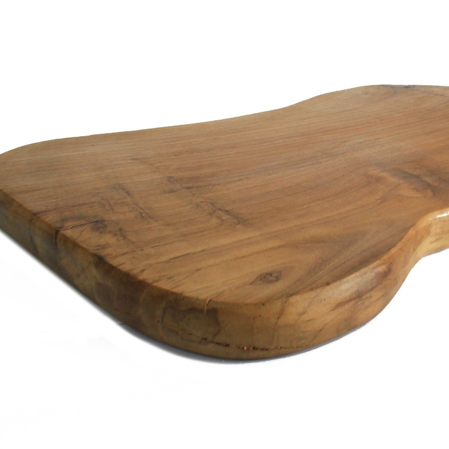 Tocator din Lemn de Tec, forma Neregulata, cu Maner, 40 cm
