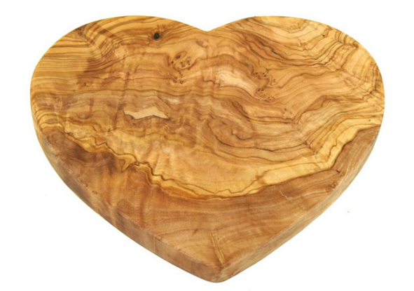 Tocator din Lemn de Maslin, forma Inima, 22 cm