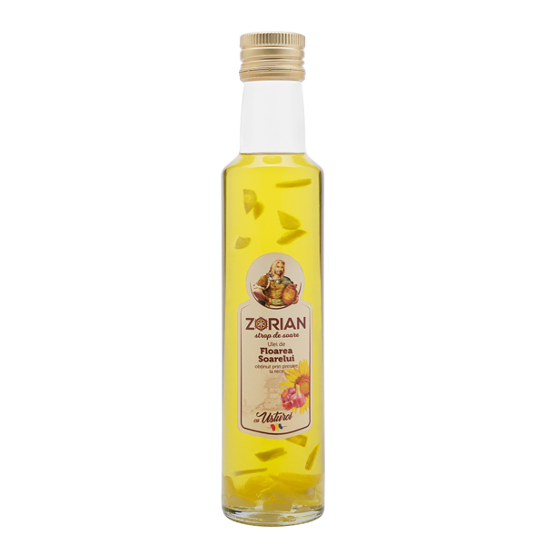 Ulei de floarea soarelui presat la rece, aromat cu usturoi - 250 ml