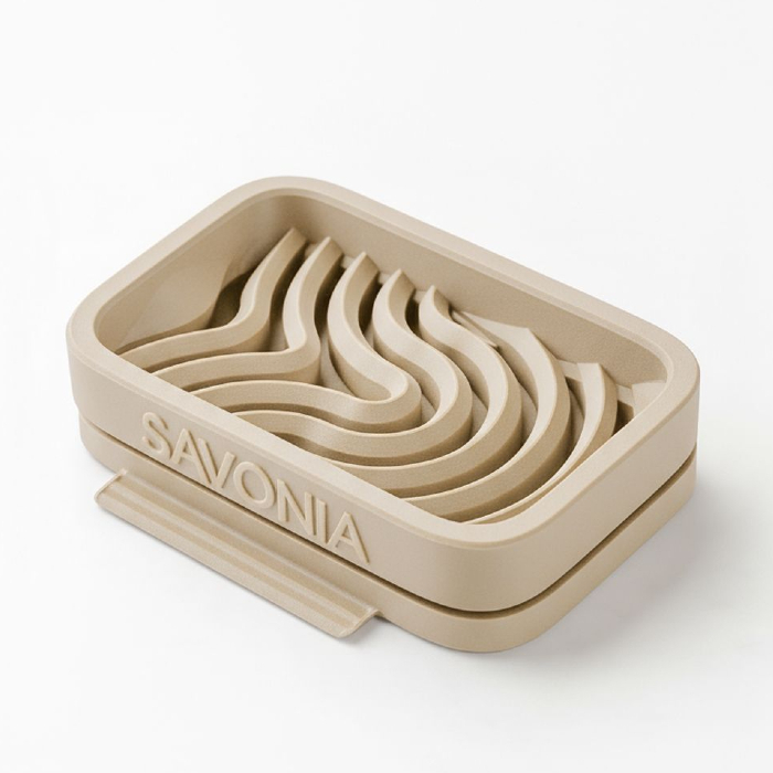Sapuniera Savonia Realizata la Imprimanta 3D - Valuri, Bej, 12.5 x 9 x 3 cm